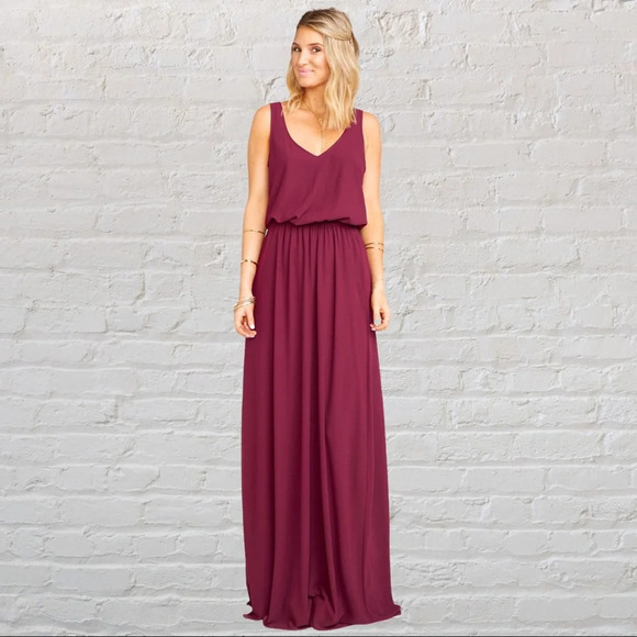 Show Me Your MuMu SMYM Kendall Maxi Dress Merlot S - Picture 1 of 7